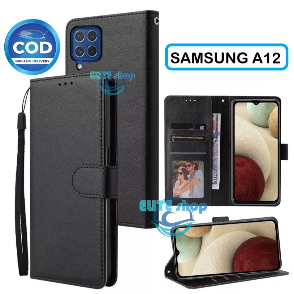 Flip Case SAMSUNG A12 Case Wallet Kulit Casing Dompet Case Wallet Leather Flip Case SAMSUNG A12 Casi