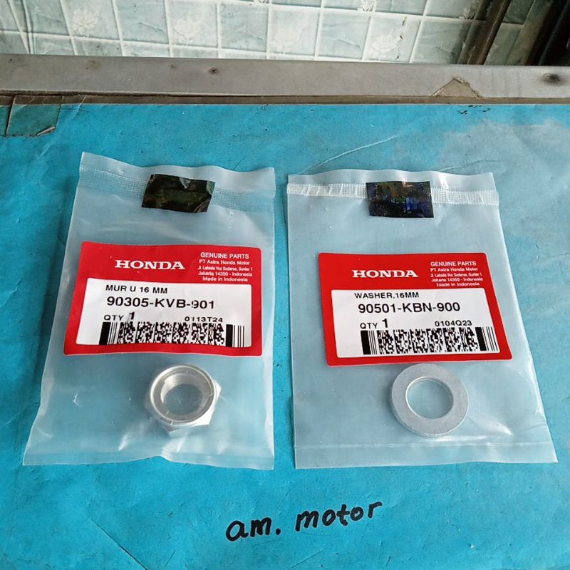mur U 16 + ring 16 mm, roda belakang beat, Vario, beat fi, esp, vario 125. 150. Honda ori. 1 set
