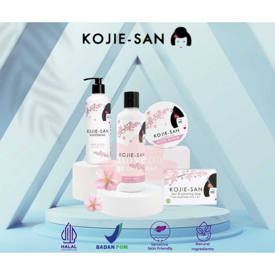 [BPOM] Kojie-San Paket 1 Set Kojic Glowing/Handbody/Body lotion/Sabun mandi Cair