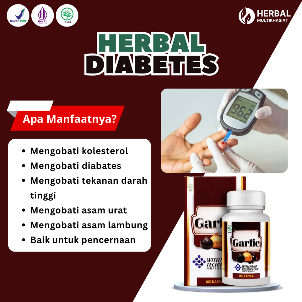 Garlic Herbal Untuk Mengatasi Penyakit Diabetes, Gula Darah Tinggi, Tekanan Darah Tinggi, Halal BPOM