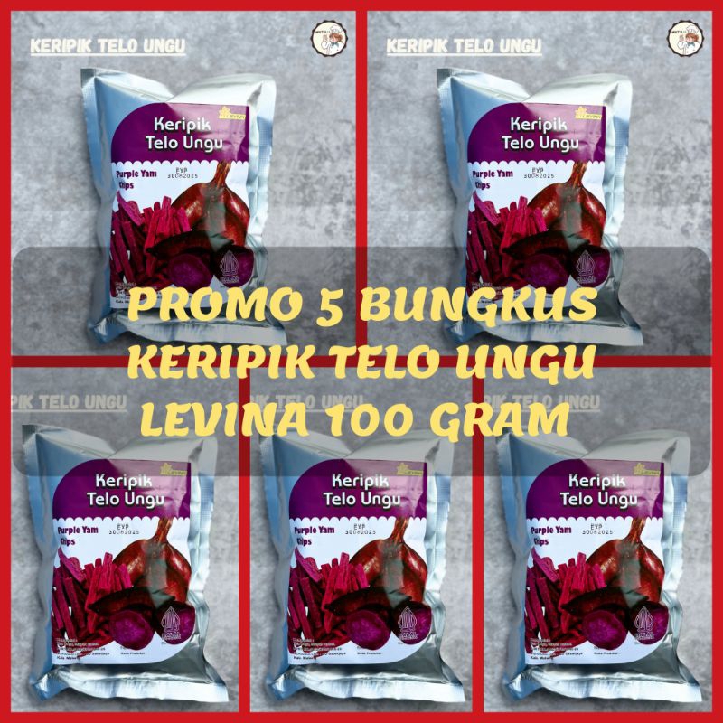 

[PROMO] 5 BUNGKUS CAMILAN KERIPIK BUAH OVEN TELO UNGU FRUITS CHIPS LEVINA 100 GRAM OLEH-OLEH MALANG