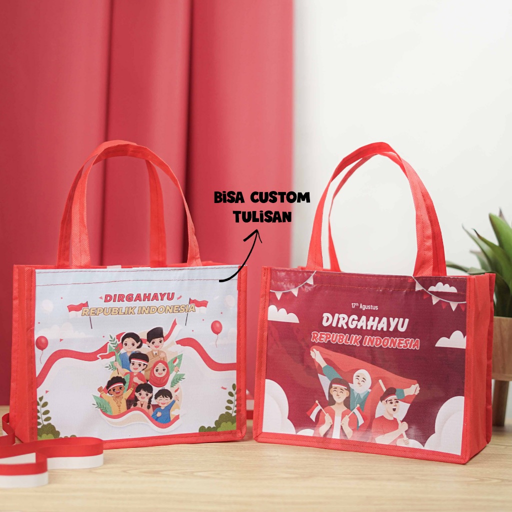 

Custom Desain Souvenir Tas Bingkisan Hadiah Acara Kemerdekaan 17 Agustus Murah Lucu Serbaguna