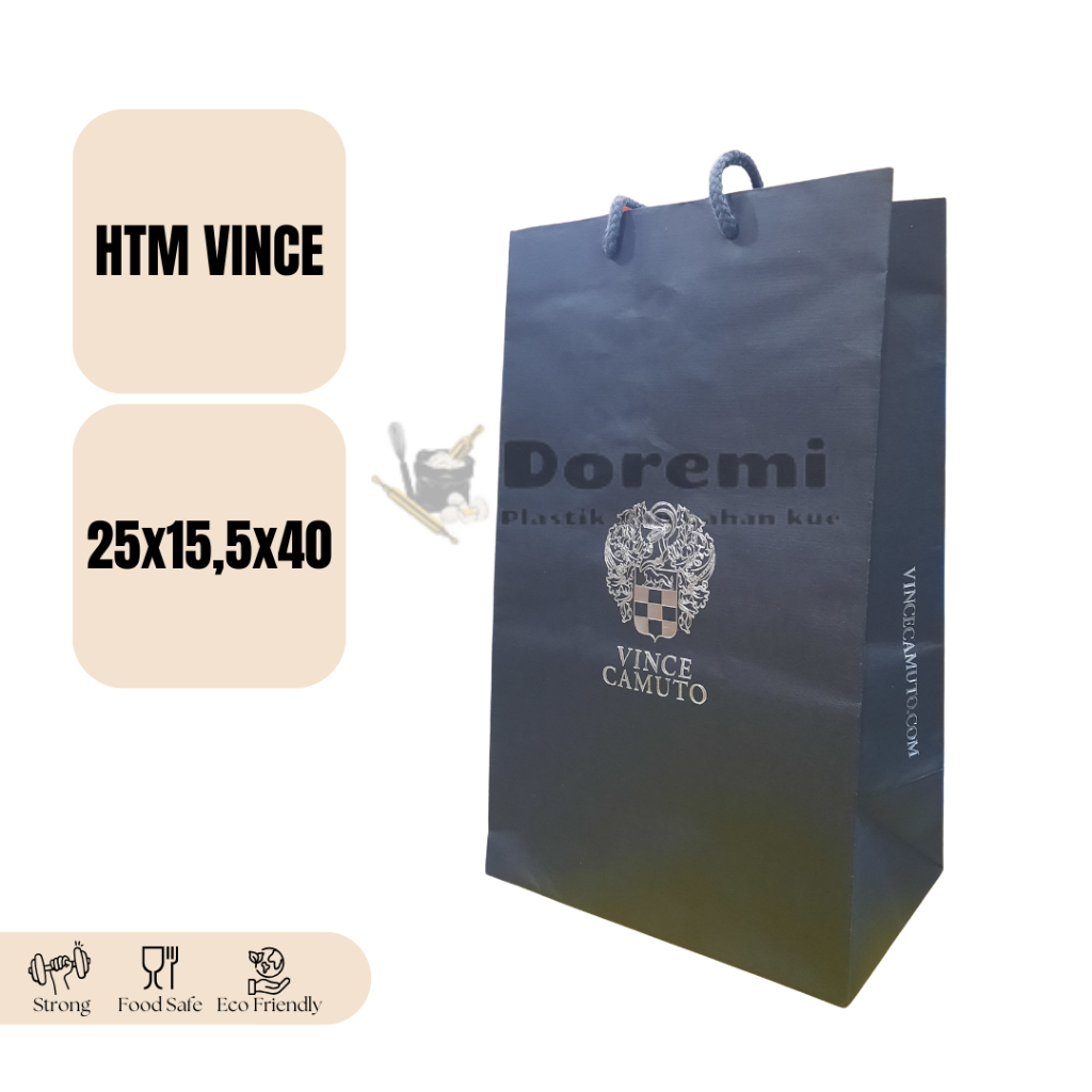 

Paper Bag Hitam Premium tas baju sovenir polos 25x15x40 / goodie gift bag exclusive kado premium