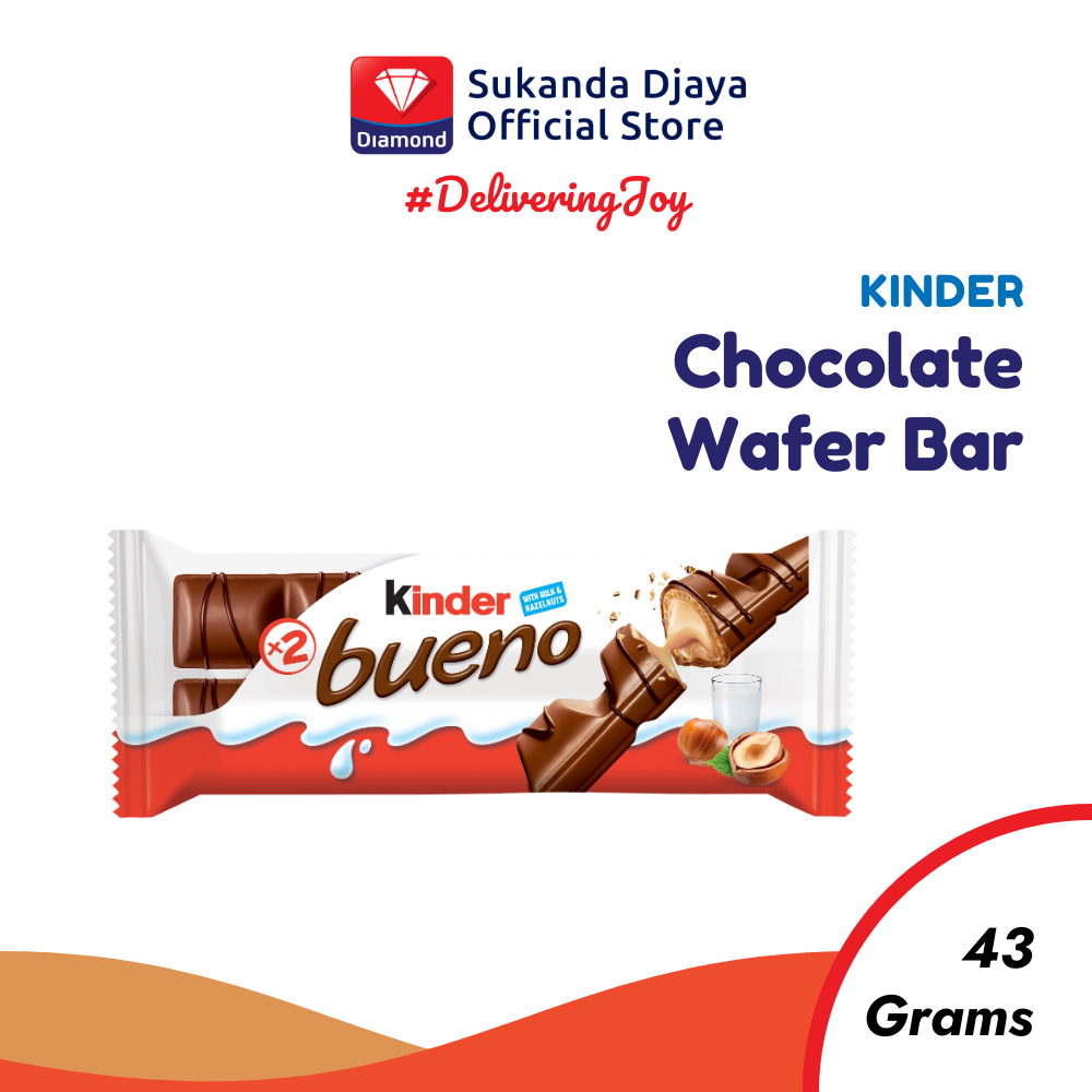 

Kinder Bueno Wafer Lapis Coklat Isi Krim Susu Lembut dan Hazelnut 43 Gr