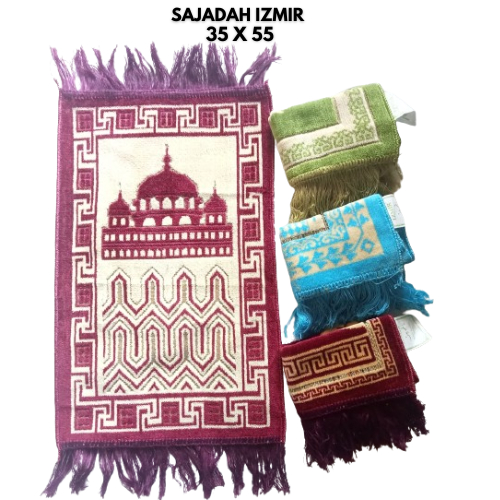 SAJADAH IZMIR  MUKA BLUDRU TEBAL  UKURAN 35X55 CM | SAJADAH KECIL MUKA