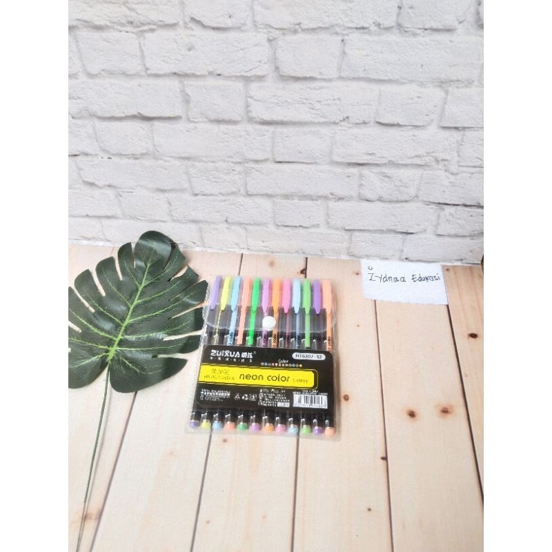

1 Pack Isi 12 Glitter Pen Pulpen Warna-warni