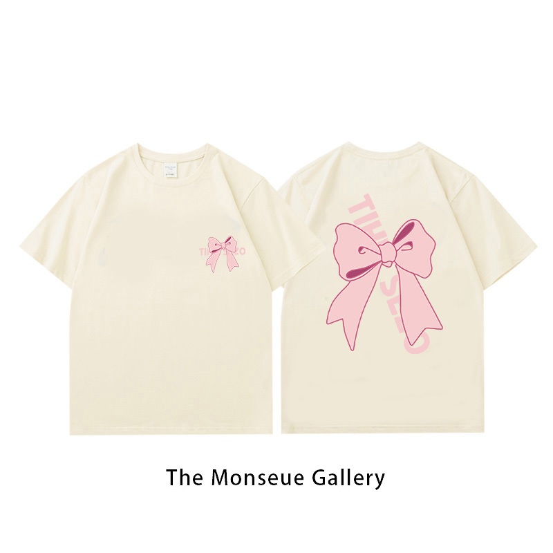 The Monseur Gallery kaos oversize wanita T-shirt Oversize dasi kupu-kupu merah muda Modisoversized t