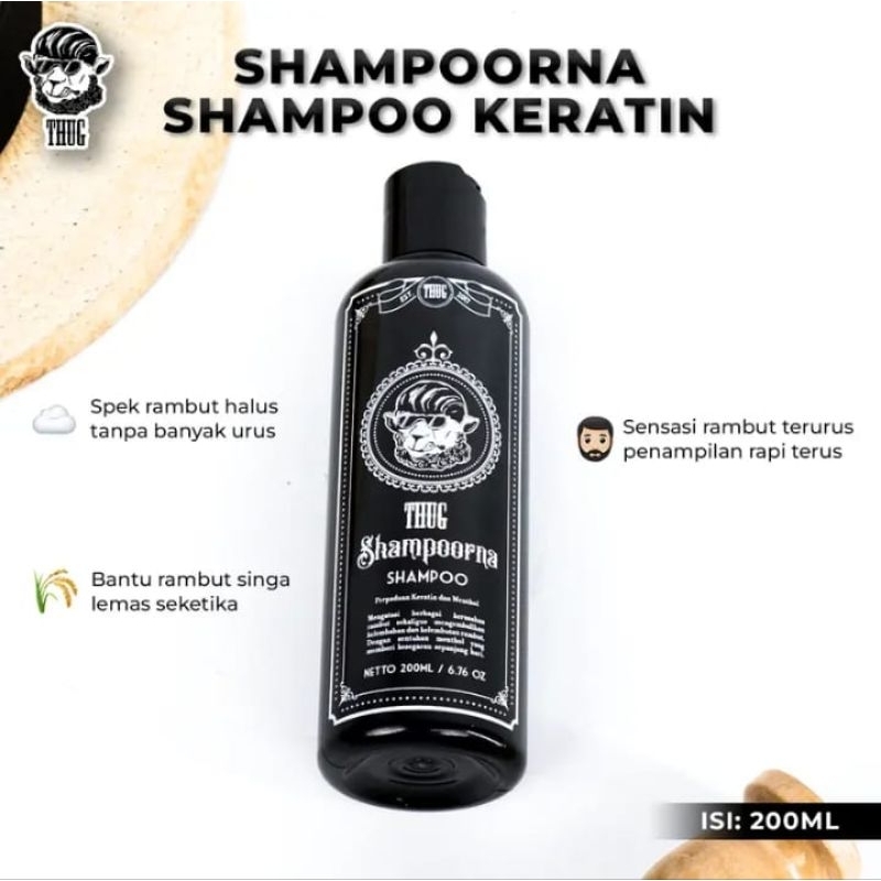 Shampoo Keratin - Pelurus Rambut Keriting/Ikal Pria ThugOfficial 100% Original 200ML