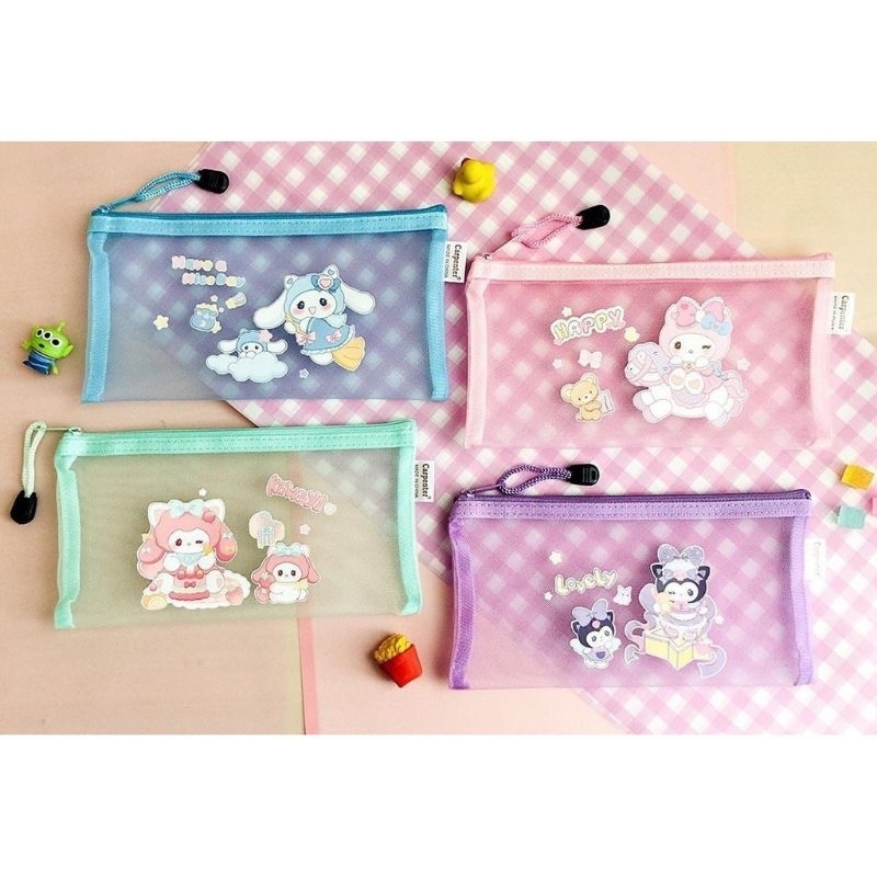 

Tempat pensil | kotak pensil jaring + resleting motif sanrio uk 24x12 cm