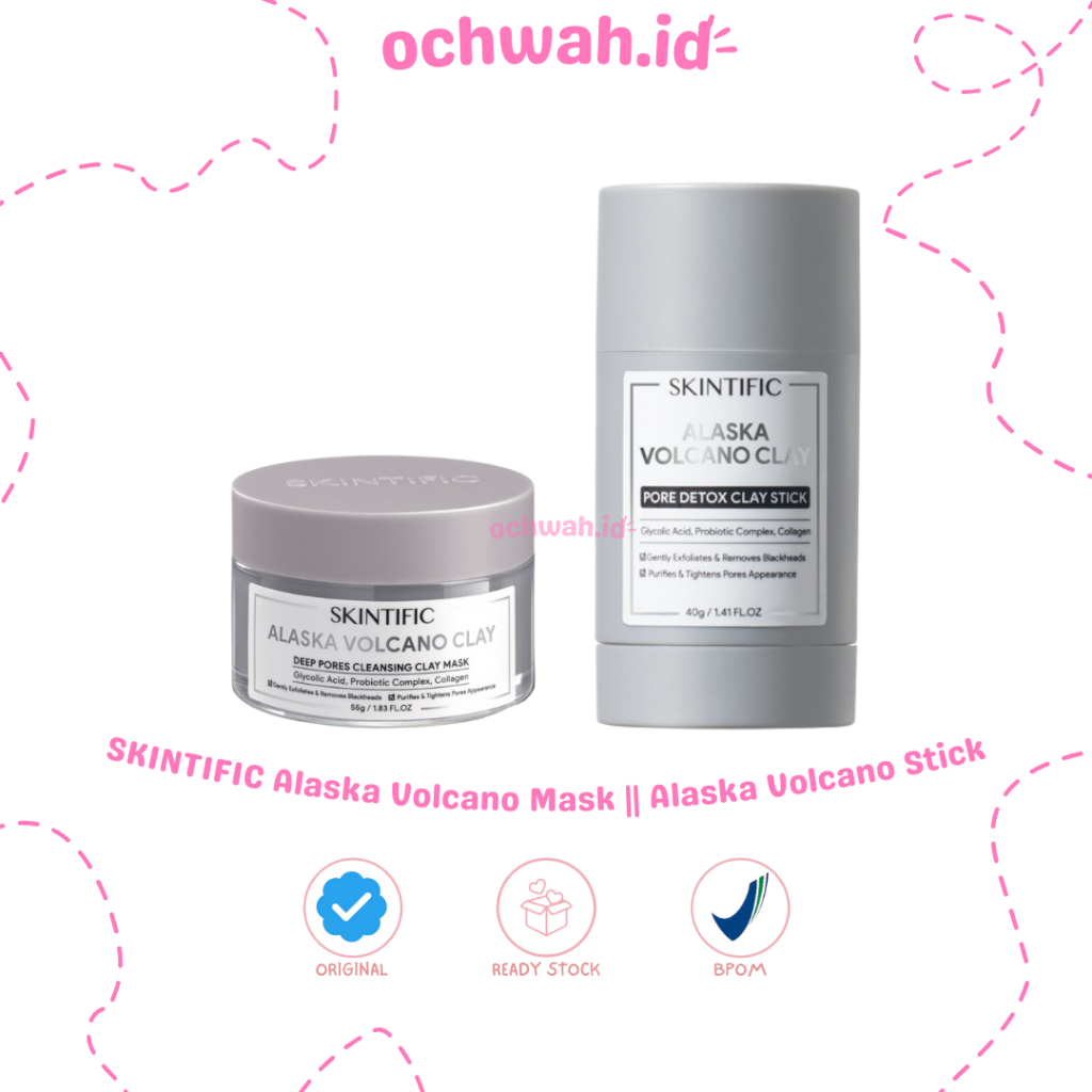 SKINTIFIC Alaska Volcano Clay 55g Original || Alaska Volcano Pore Clay Stick 40g, Mask Masker Komedo