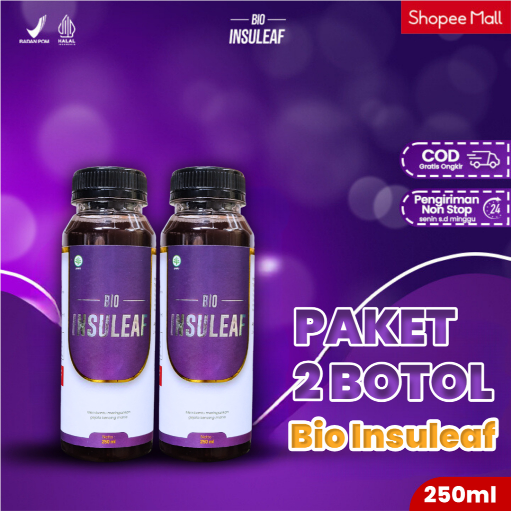 

2 BOTOL BIO INSULEAF - OBAT HERBAL ALAMI BANTU ATASI DIABETES DAN KENCING MANIS HALAL MUI & BPOM