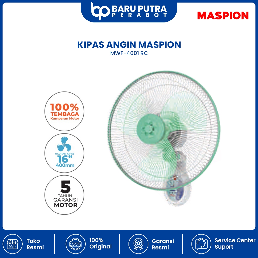 MASPION MWF-4001 RC Wall Fan / Kipas Angin Dinding (Remot)