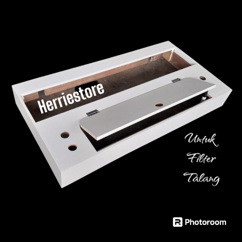 Tutup aquarium kayu 100cm model filter talang /kaca