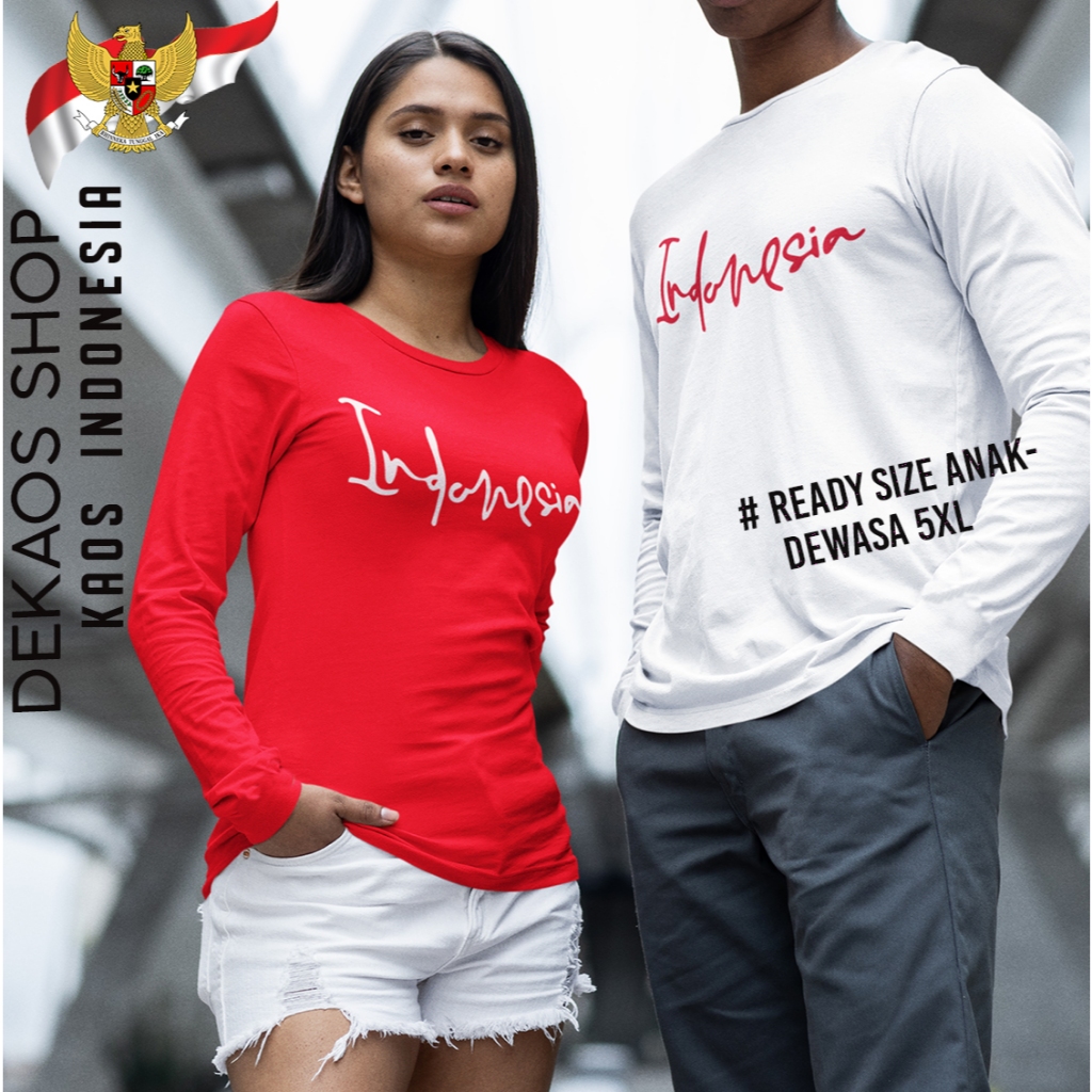 KAOS MERAH PUTIH AGUSTUSAN LENGAN PANJANG KAOS 17 AGUSTUS PRIA WANITA ANAK LENGAN PANJANG BAJU AGUST