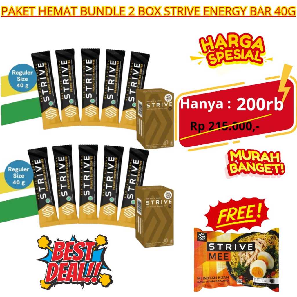 

STRIVE Energy Bar Beli 2BOX 40g Cemilan Sehat Olahraga FREE Produk Menarik