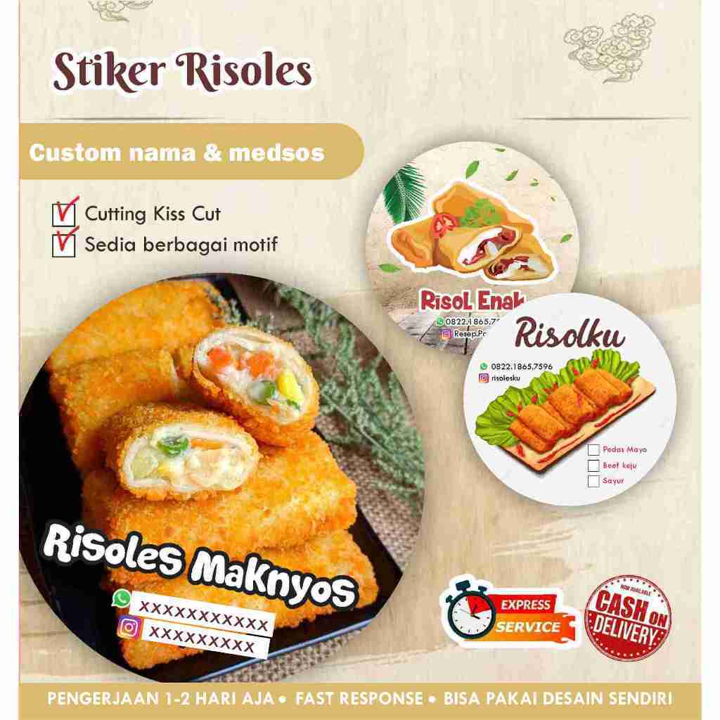 

Stiker Risoles Cromo bulat / kemasan makanan / Label minuman / promosi / chromo