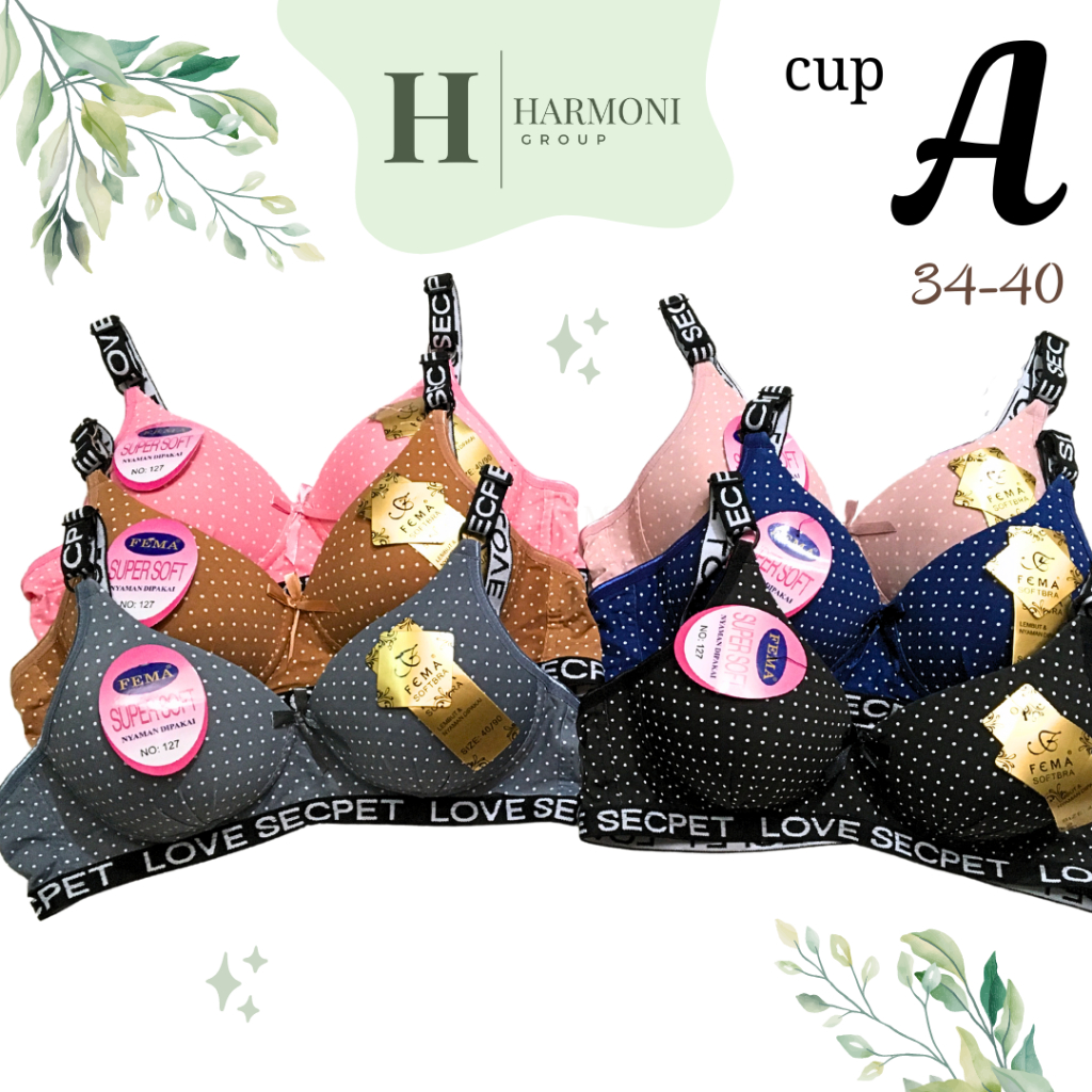 BRA BH WANITA DEWASA PAKAIAN DALAM PEREMPUAN FEMA 801 2274 127 TANPA KAWAT KAIT 2 CUP A SIZE 34 - 40