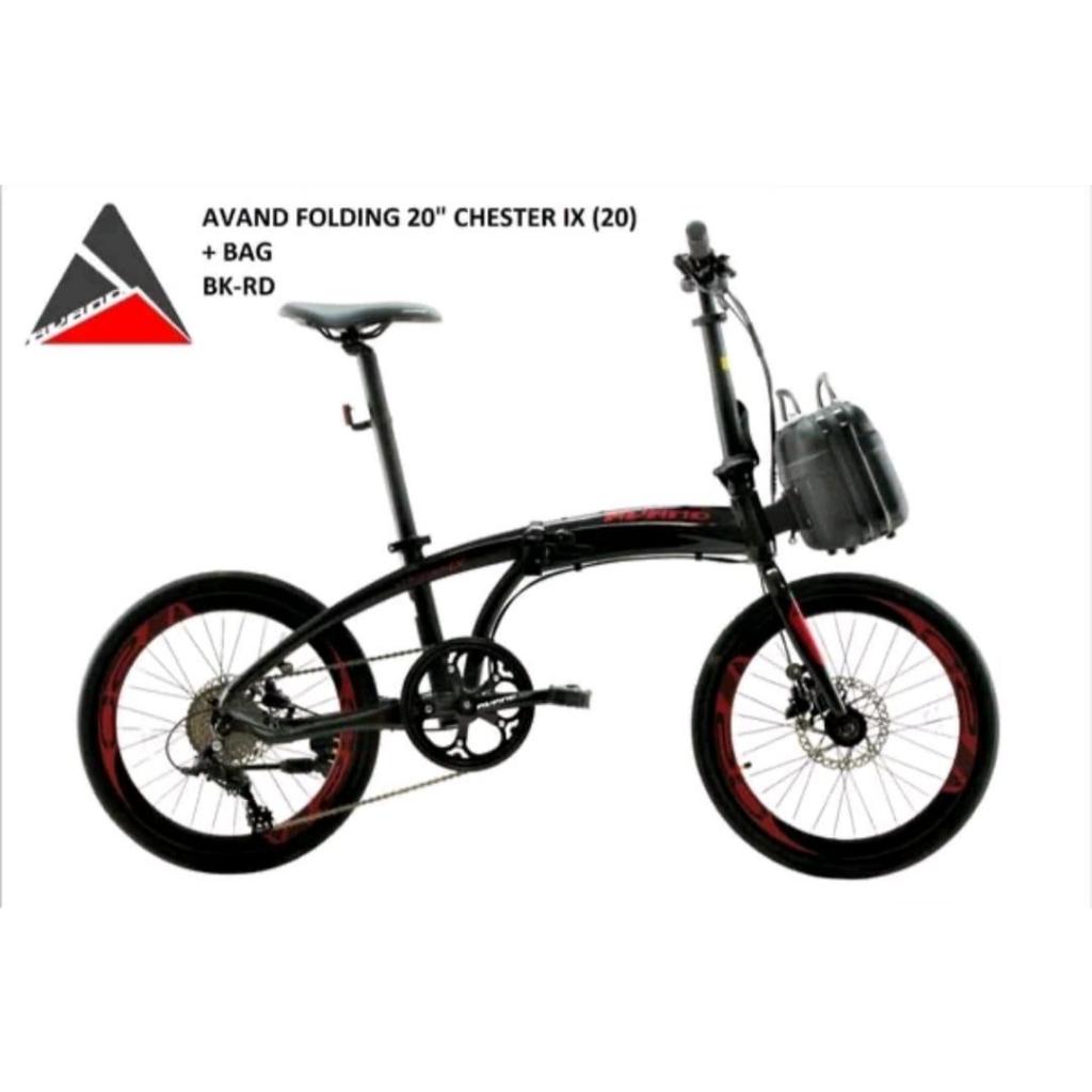 toko__sepedaku - Sepeda Avand FOLDING 20" CHESTER IX + BAG Warna Hitam
