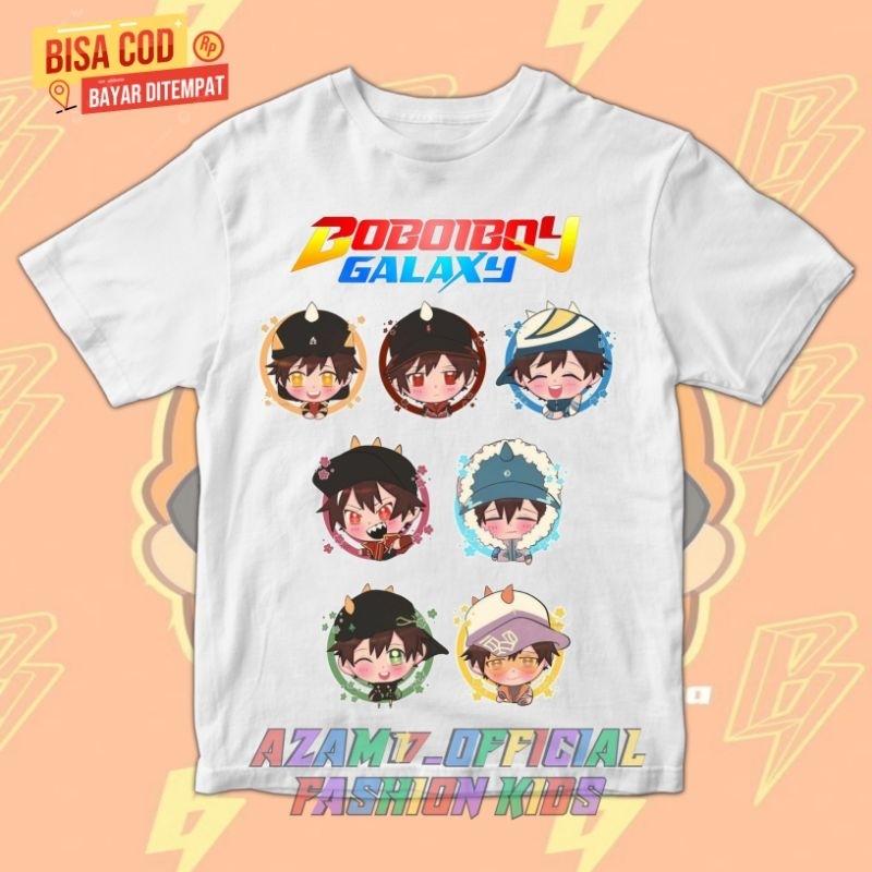 (BISA COD) Kaos Anak Baju Anak Boboiboy Galaxy All Element Free Nama Kaos Tshirt Anak Boboiboy Eleme