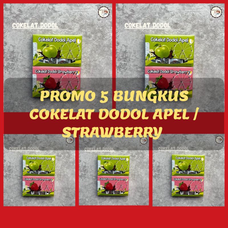 

[PROMO] 5 BUNGKUS CAMILAN COKELAT DODOL APEL STRAWBERRY ISI 8 BIJI SNACK MURAH OLEH-OLEH BATU MALANG