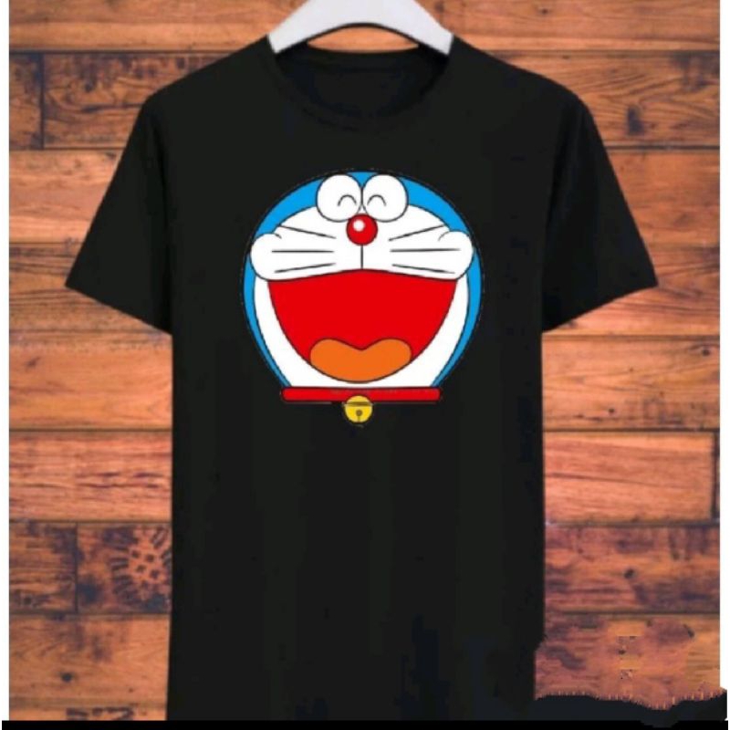 Kaos Anime Doraemon nobita Original cotton combed 24s hitam lengan pendek