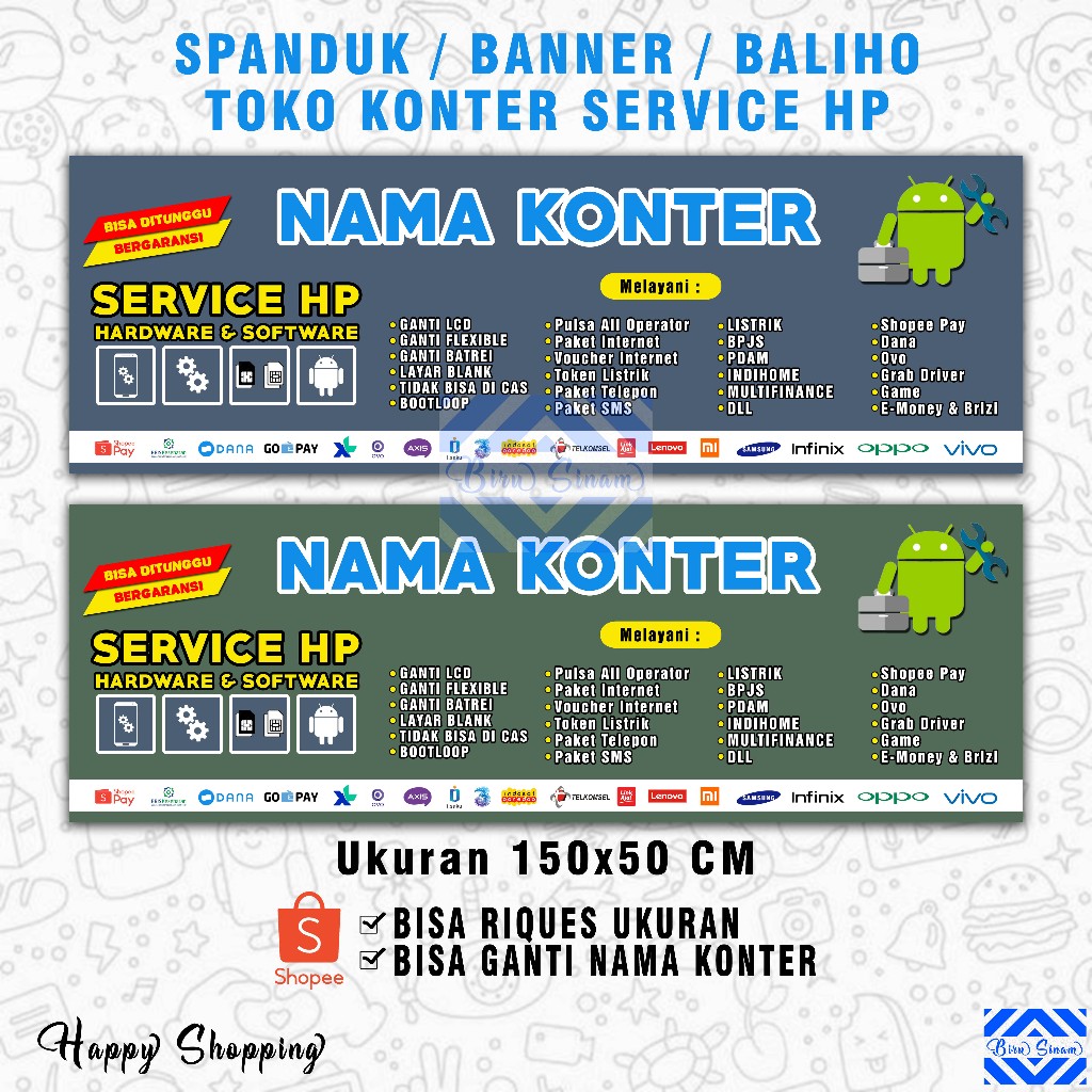 Banner Spanduk KONTER SERVICE HP 150x50CM MURAHHHH