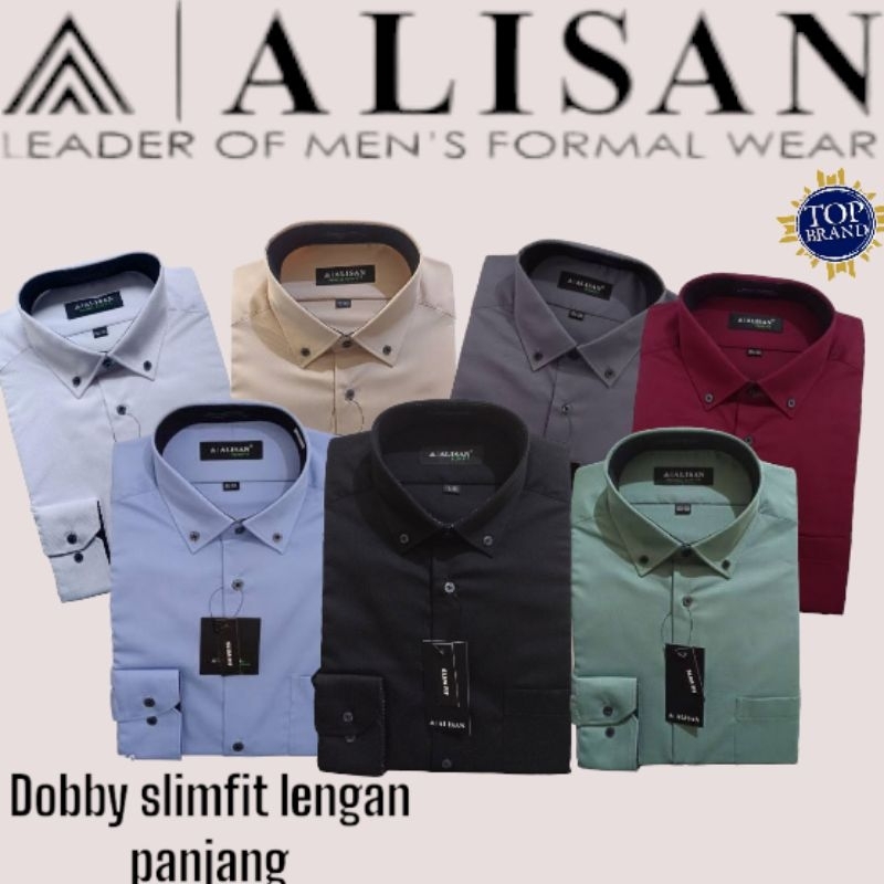 kemeja alisan DOBBY SLIMFIT lengan panjang 100%