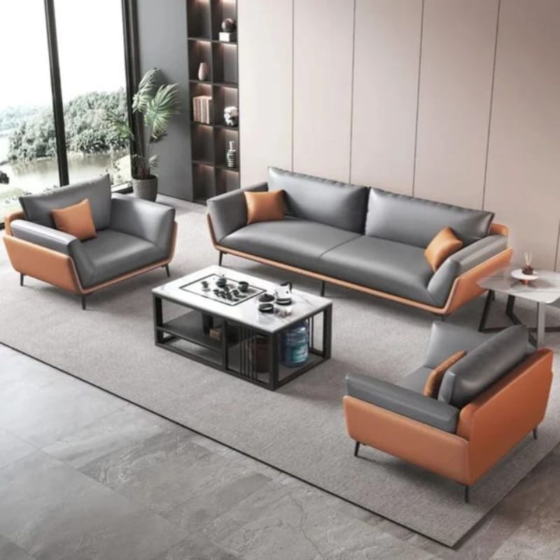 sofa set ruang tamu kulit minimalis
