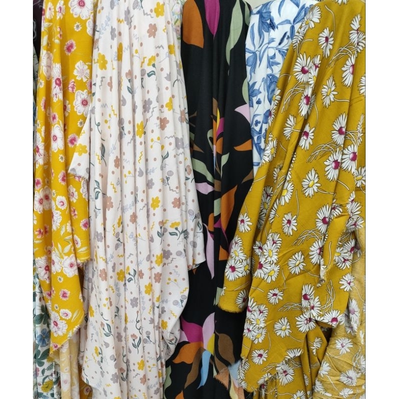 Katun Rayon premium motif bunga - bahan cotton rayon adem lentur nyaman - kain katun corak kembang