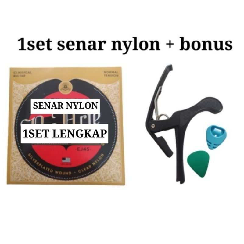 senar gitar clasik nylon 1set + bonus