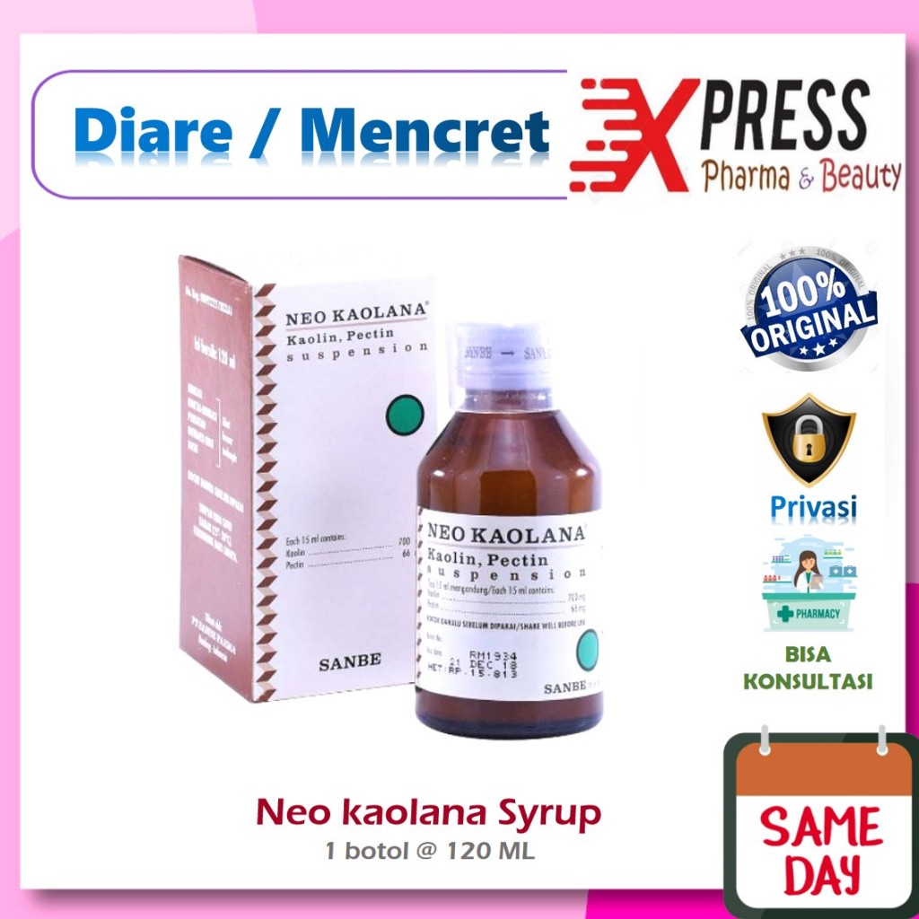 XPRESS  Neo Kaolana SIRUP 120 ml Obat Diare Mencret Anak Dewasa Syrup Kaolin pektin