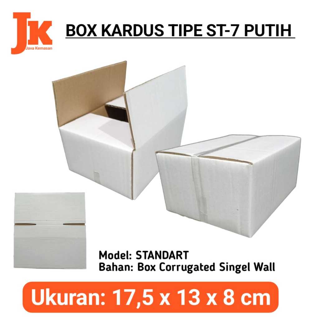 

KARDUS ST-7 PUTIH KOTAK BOX KARTON CORRUGATED STANDART PUTIH KECIL POLOS TEBAL PACKING SEPATU ACSESORIS SOUVENIR