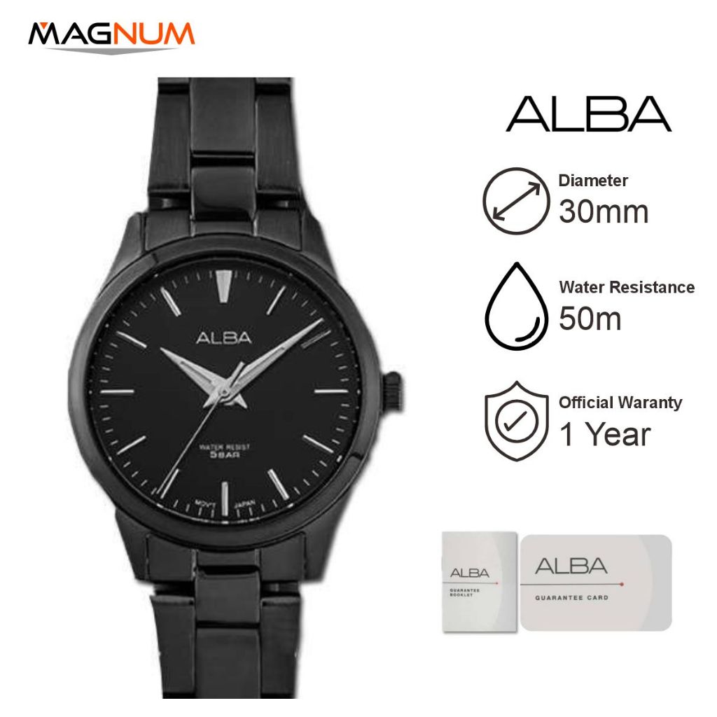 Alba ARSZ21 Jam Tangan Wanita  Black Stainless Steel