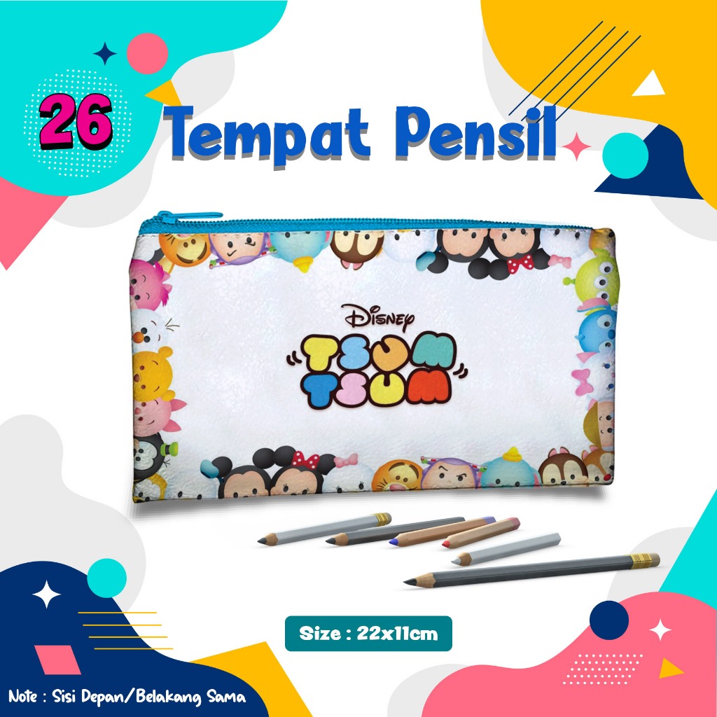 

Pencil Case motif tsum - tsum 026 Animal Cute Tempat Pensil Kostak Kotak wadah Pouch dompet