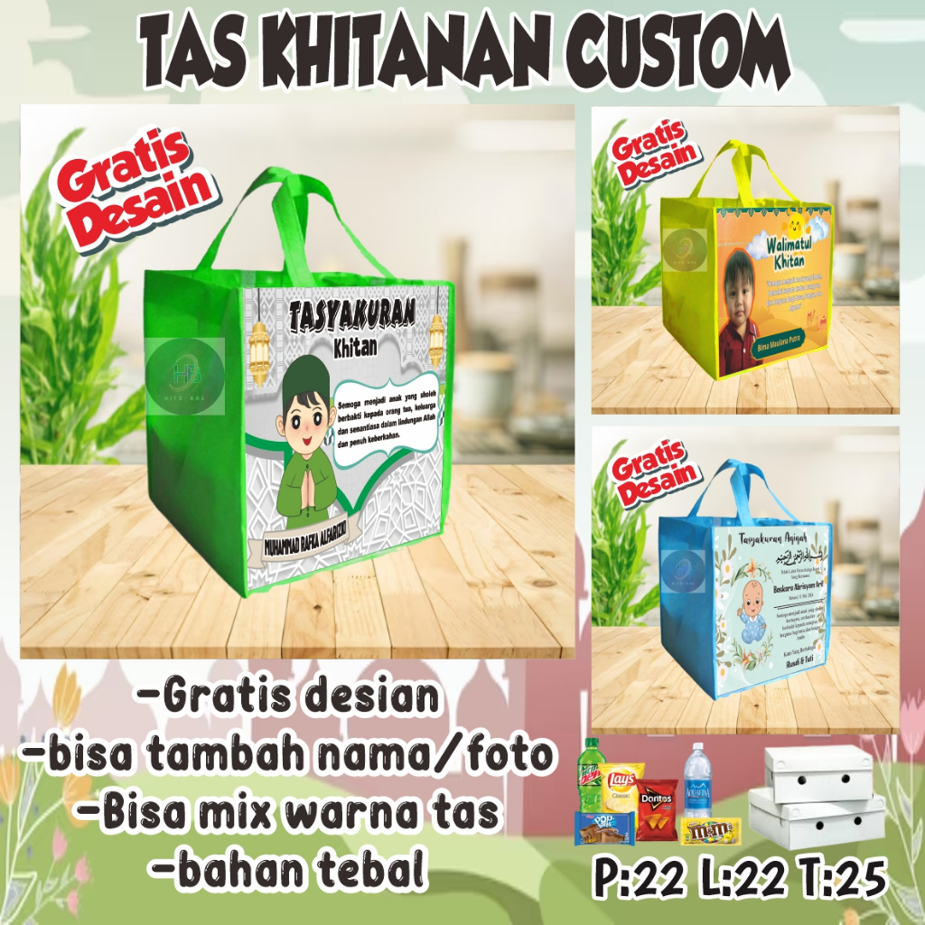 

Tas muat box 20x20/Tas Aqiqah/Tas mengenang kematian/Tas buat 100 hari /Tas untuk 1000 hari / Tas Khitanan Custom / Tas Khitan / Syukuran Khitanan / Tas Sunatan / Sunat Anak Laki laki