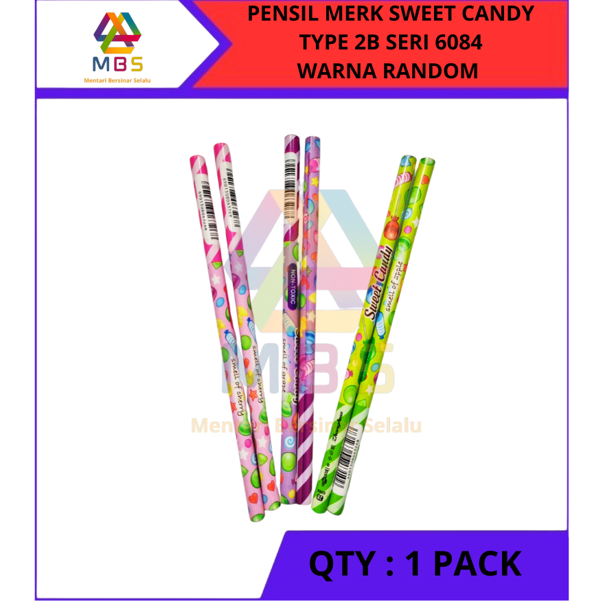 

PENSIL MERK SWEET CANDY TYPE 2B SERI 6084 WARNA RANDOM