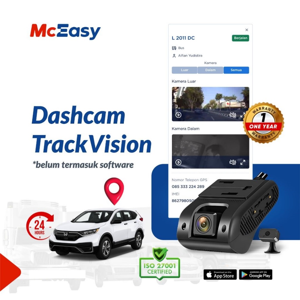 McEasy Dashcam Basic (Kamera Mobil untuk Merekam Jalan dan Kabin Kendaraan - HARDWARE ONLY (TIDAK TE