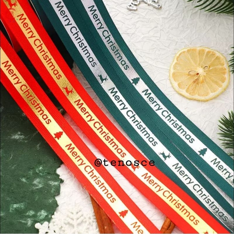

Varian 500cm/5m per roll Pita Satin Grossgrain Ribbon Hampers Souvenir Gift Natal Merry Christmas
