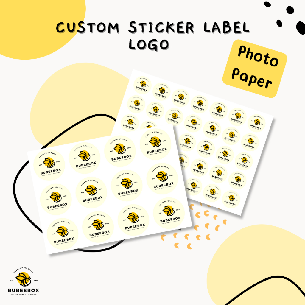 

Cetak Sticker Logo Label Bahan Photo Paper Sticker / Custom Label Logo Kemasan Produk