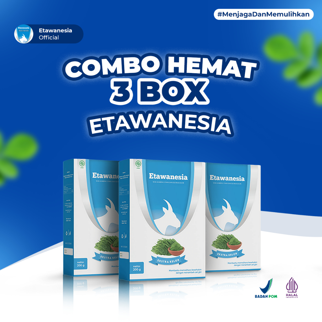 

Paket 3 Box Etawanesia - Susu Etawanesia Etawa Biru Ampuh Atasi Sesak Nafas Nyeri Sendi Asam Urat Persendian 100% Original Bpom Bukan Etawaku Etawalin