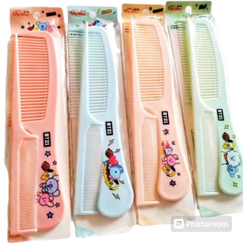 Sisir Besar Gagang Karakter BT21 isi 1 dan isi 2/ Sisir Anak Gagang Animal Tebal