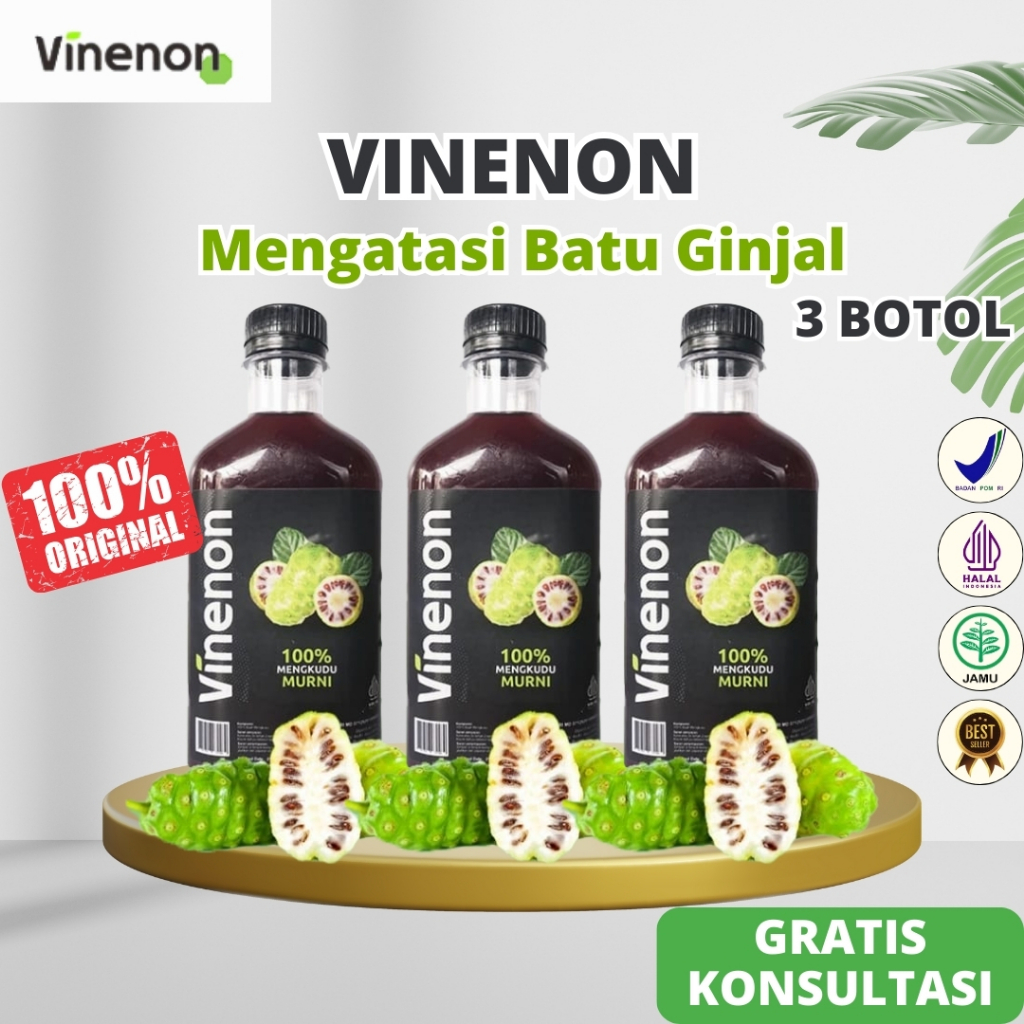 

VINENON - Cuka Mengkudu Menghancurkan Batu Ginjal Purin Menurunkan Asam Urat & Kolesterol - 3 Botol