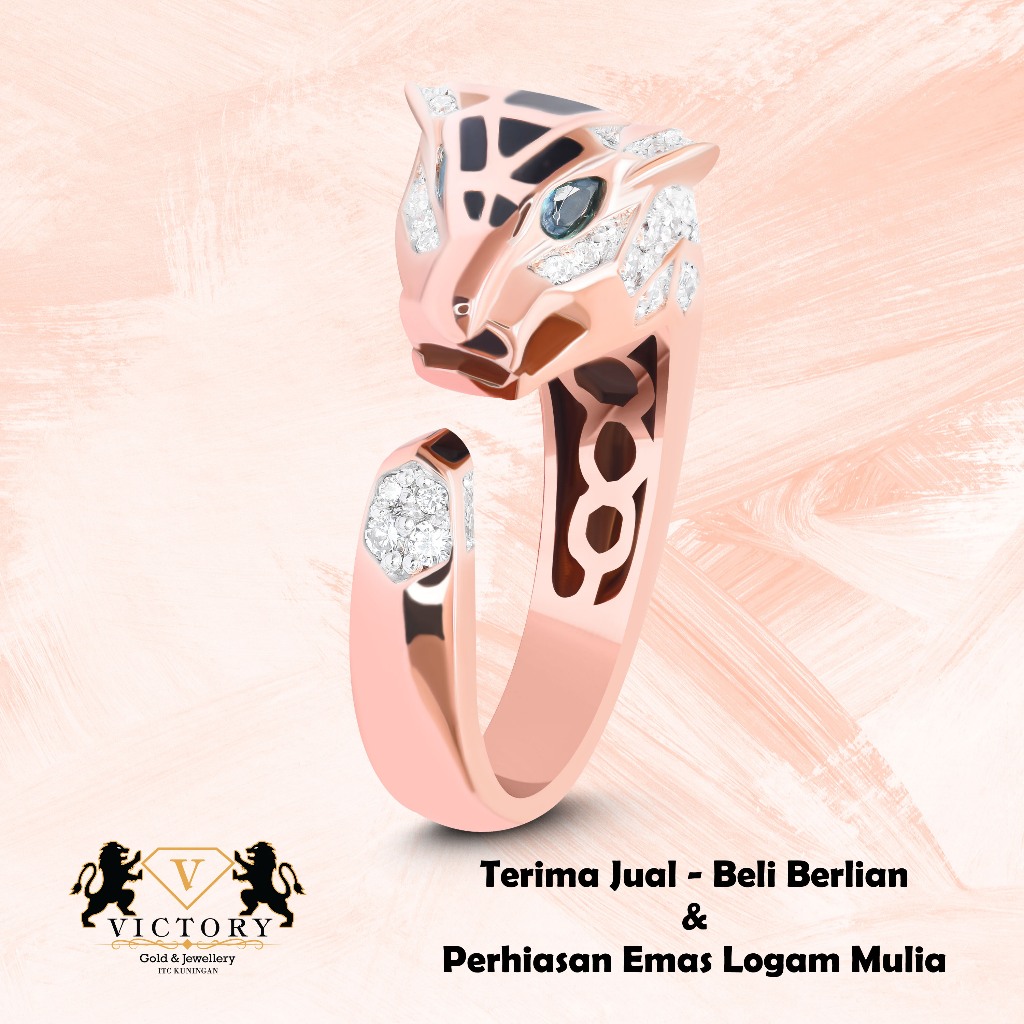 Cincin Berlian Macan Rose Gold Wanita Victory - Ring VIC 2543