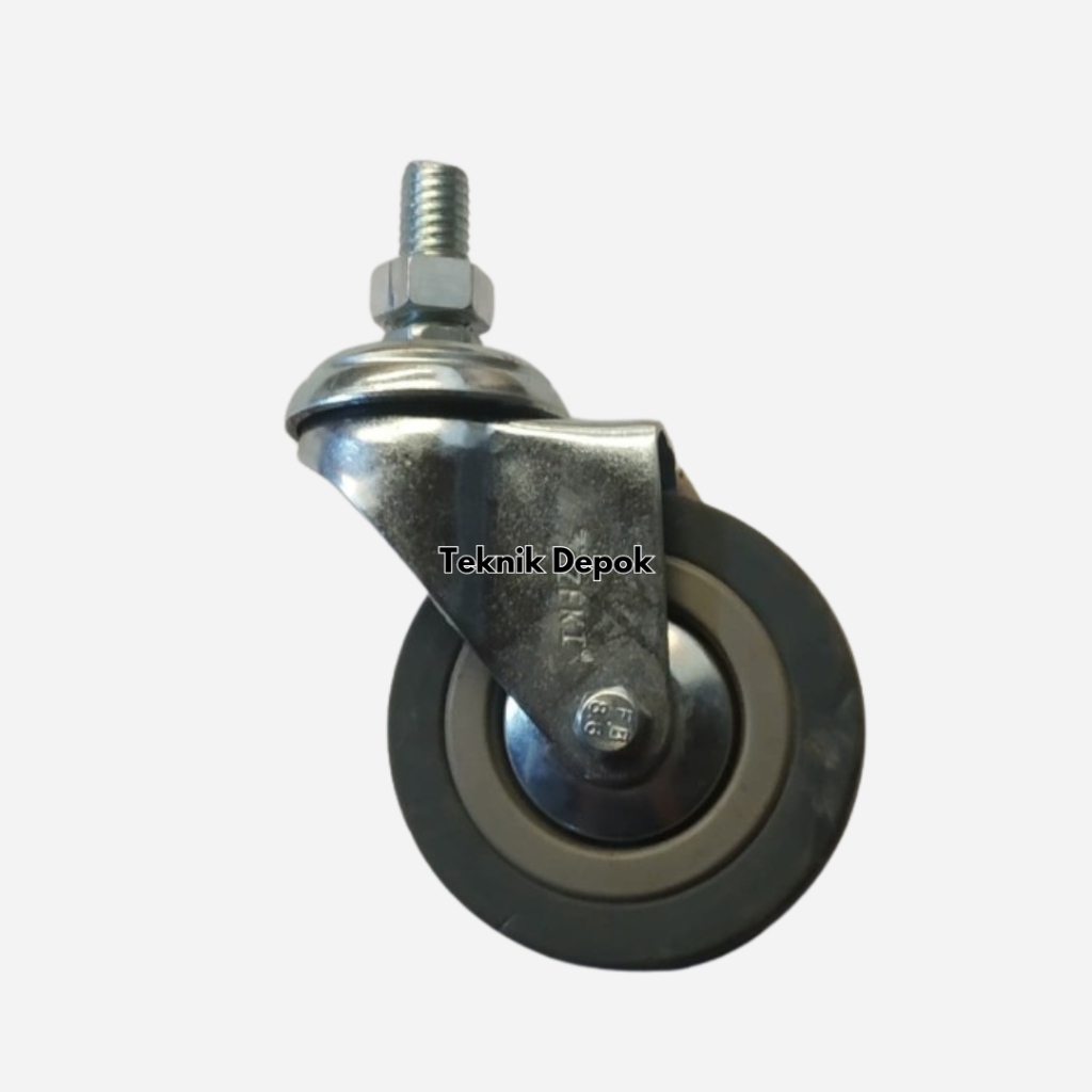 Roda Karet 3 inch Hidup 21 x 75 mm Baut Ban Troli Gerobak Dorongan RS Bankar Ranjang Tempat Tidur Ru