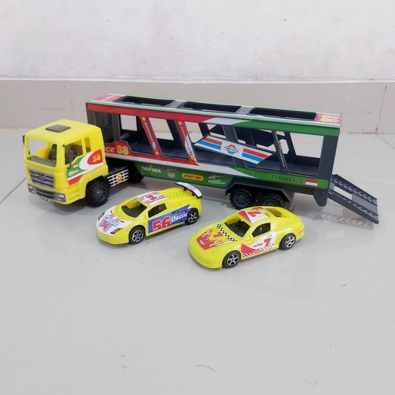Mainan Truk Hauler Angkut Mobil Balap - Miniatur Mobilan Towing Anak Laki Cowok