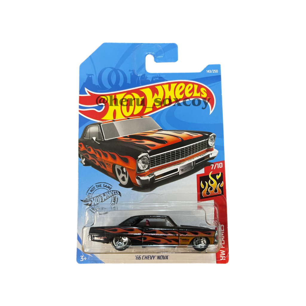 SA - HOTWHEELS HOT WHEELS '66 CHEVY NOVA HITAM FLAMES