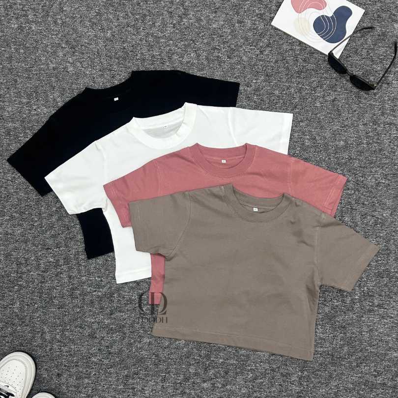 Kaos Crop Top Wanita - Baju Crop Top Korean Style - Kaos Wanita Crop Cotton Combed 24s