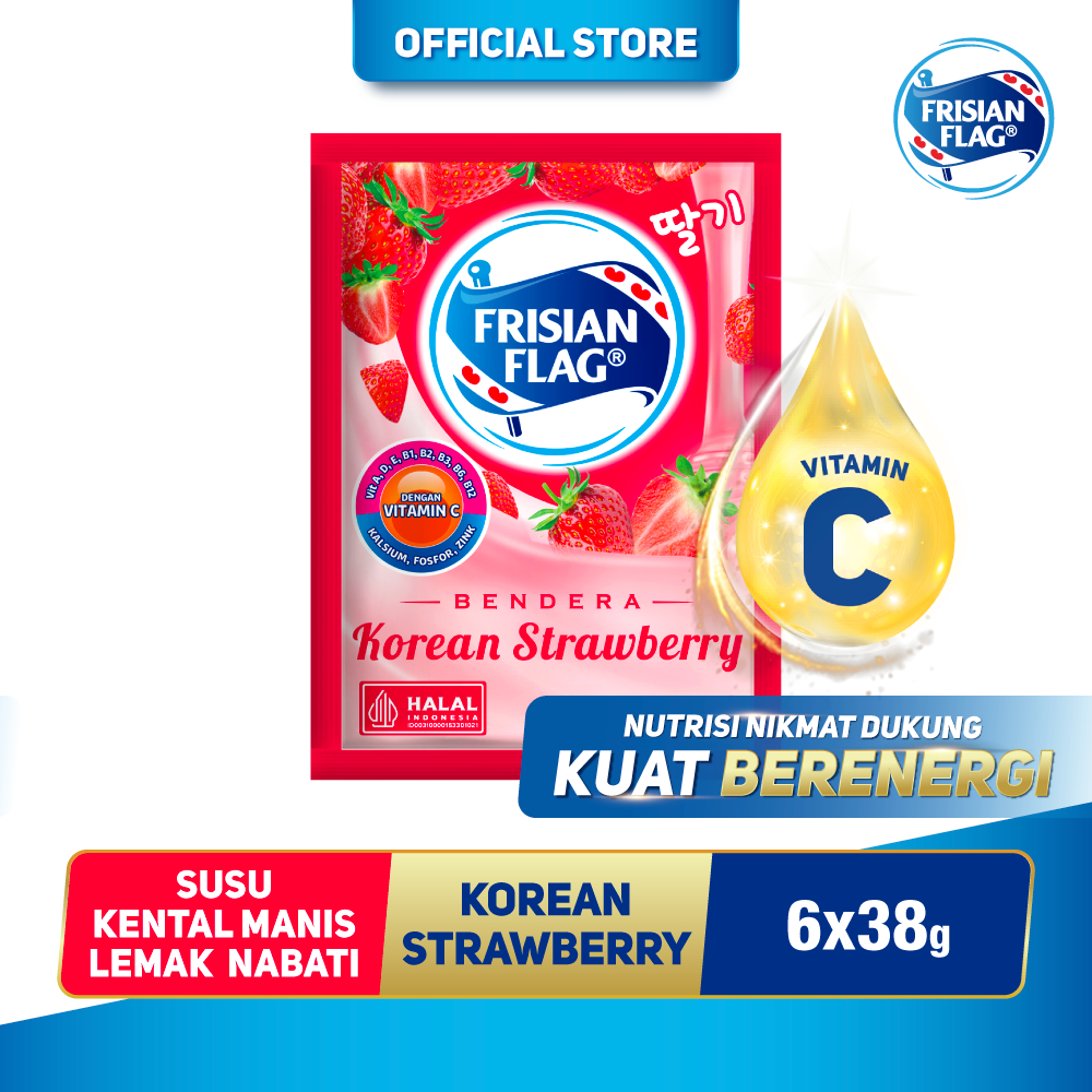 

Frisian Flag Bendera Kental Manis Korean Strawberry Sachet 38g - 6 pcs