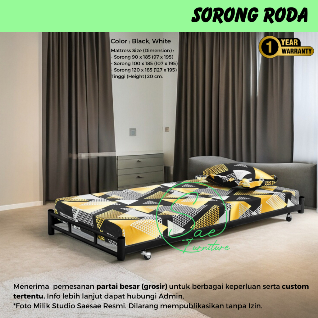 Ranjang Kolong Tarik Sorong (Sorong Roda) ExtraBed Cocok untuk Ranjang Atas 90X200 100X200 120X200