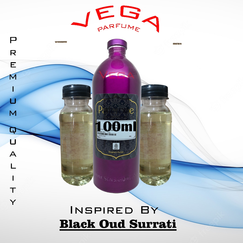 Black Oud Surrati Parfarome Premium 100ml Repack Murni Bibit
